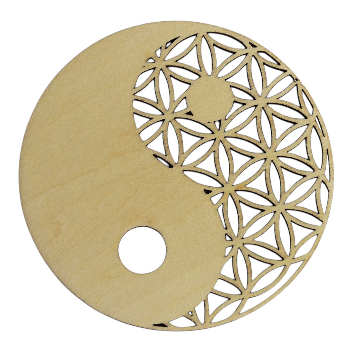 Fleur de vie Yin Yang plaque de rechargement fleur de vie , ésotérisme , symbole sacrés, bien être lithothérapie fabrication francaise et artisanale en gravure et découpe laser