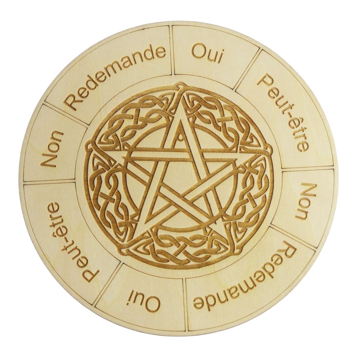 Planche à pendule pentacle rechargement fleur de vie , ésotérisme, bien être lithothérapie fabrication francaise et artisanale en gravure et découpe laser