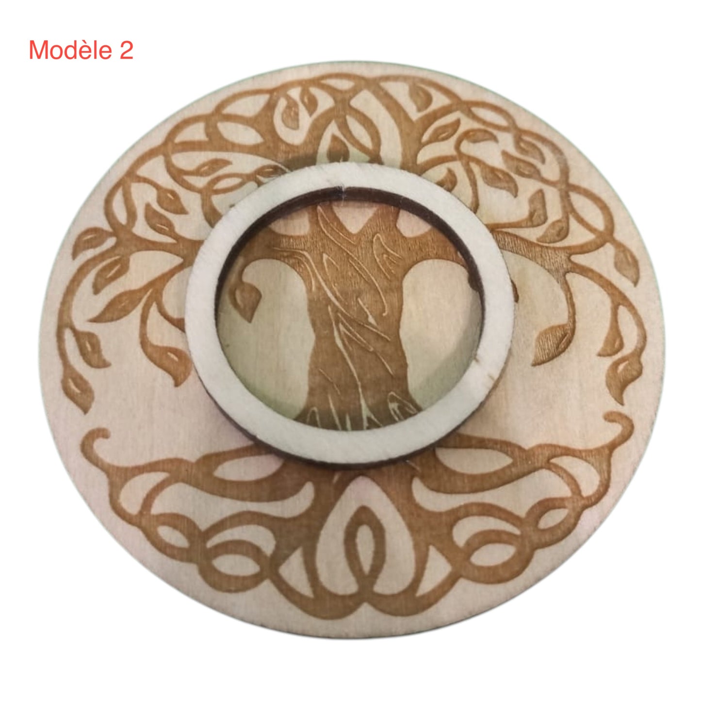 Support à pierre en bois arbre de vie fabrication française et artisanale d'inspiration zen et bien-être , grossiste en lithothérapie et ésotérisme