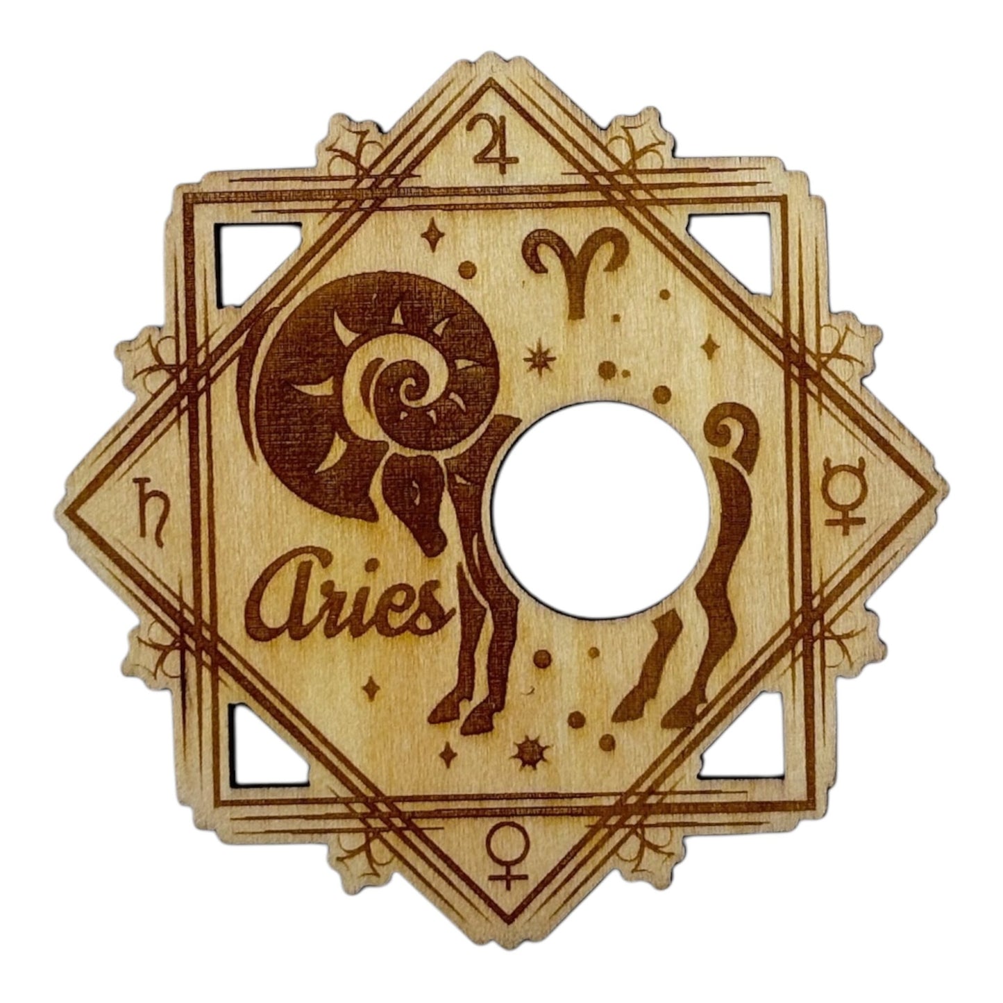 Support à pierre en bois, signe du zodiaque bélier, grossiste en lithothérapie et ésotérisme , fabrication française et artisanale , inspiration zen et bien-être