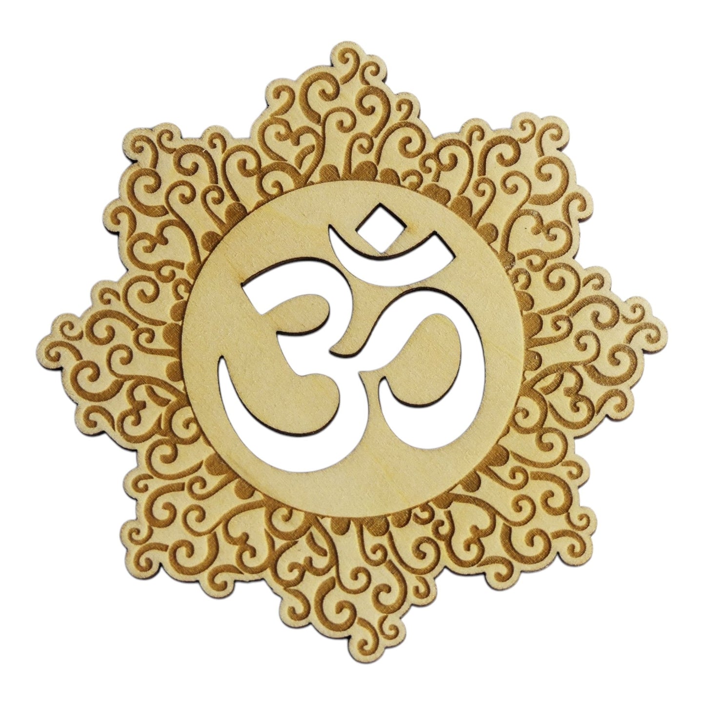 Symbole Om Plaque de rechargement fleur de vie , ésotérisme , symbole sacrés, bien être lithothérapie fabrication francaise et artisanale en gravure et découpe laser