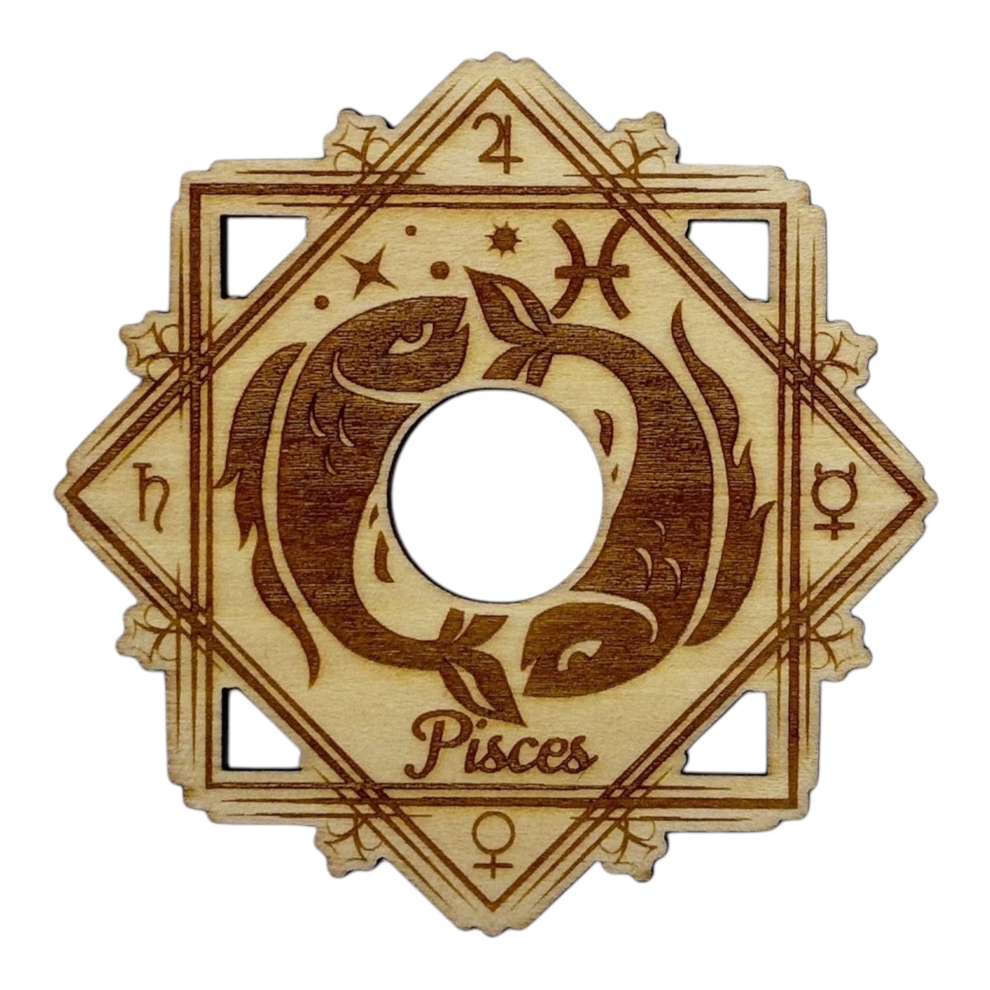 Support à pierre en bois, signe du zodiaque poisson grossiste en lithothérapie et ésotérisme , fabrication française et artisanale , inspiration zen et bien-être