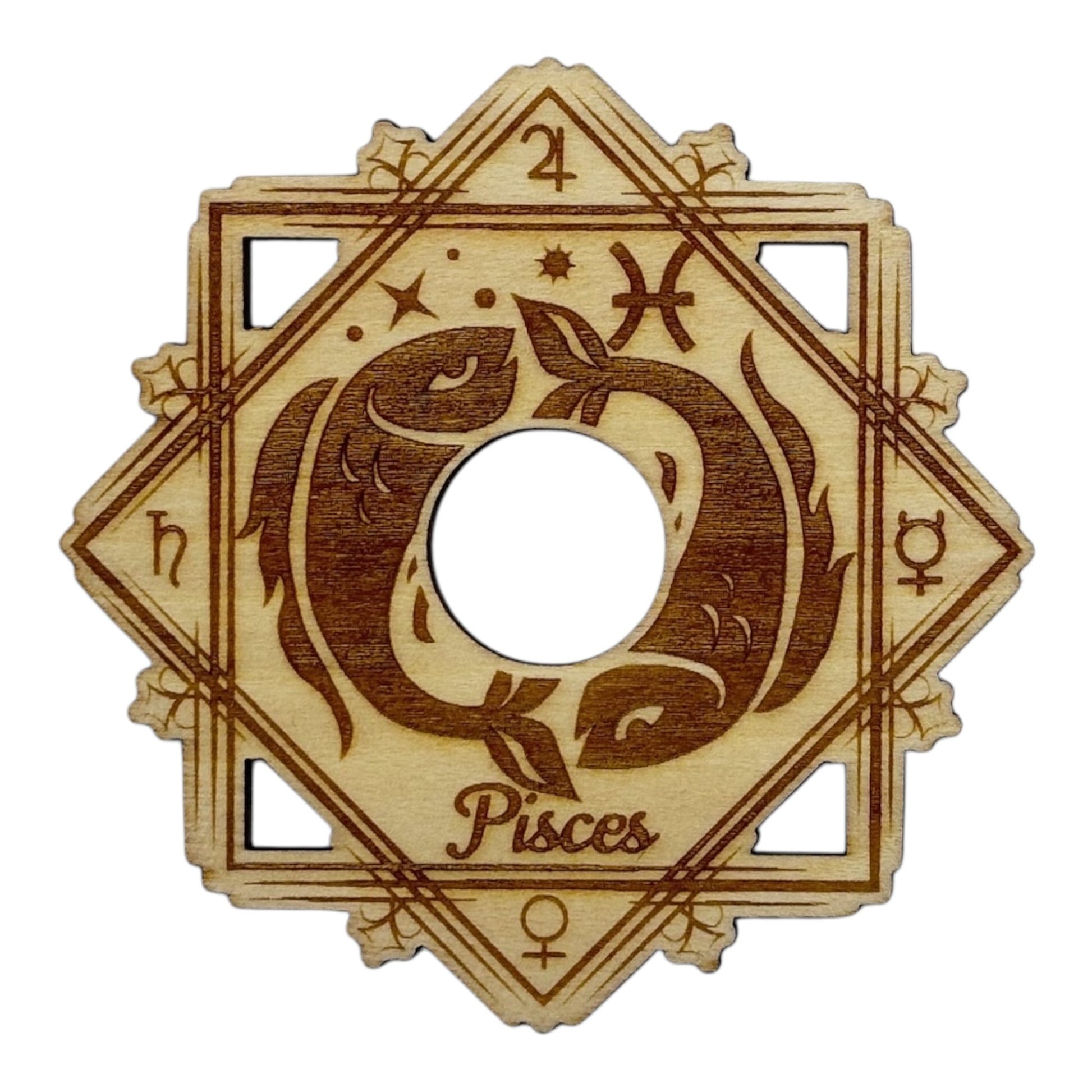 Support à pierre en bois, signe du zodiaque poisson grossiste en lithothérapie et ésotérisme , fabrication française et artisanale , inspiration zen et bien-être